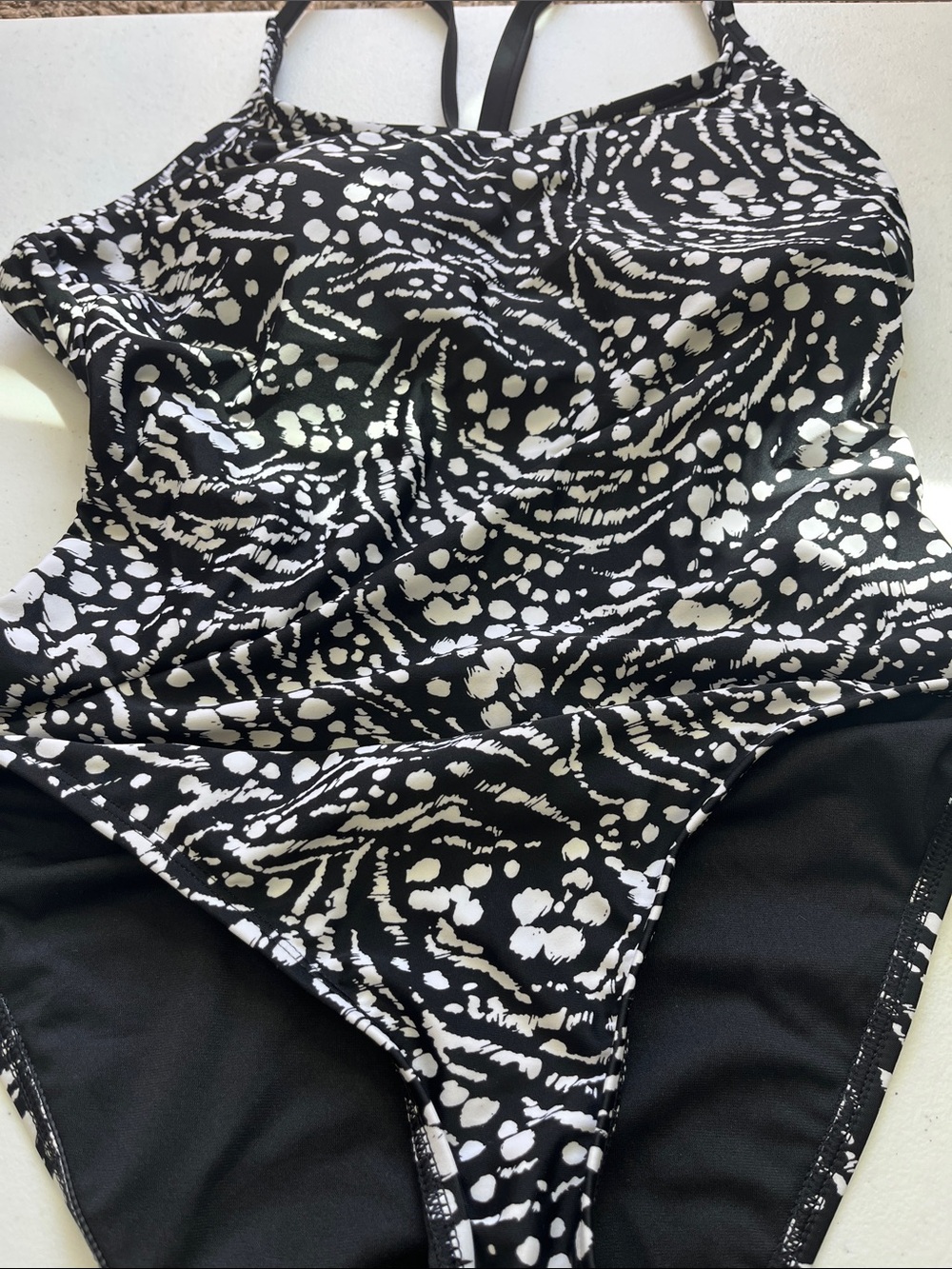 Hurley Black and White Abstract One-Piece